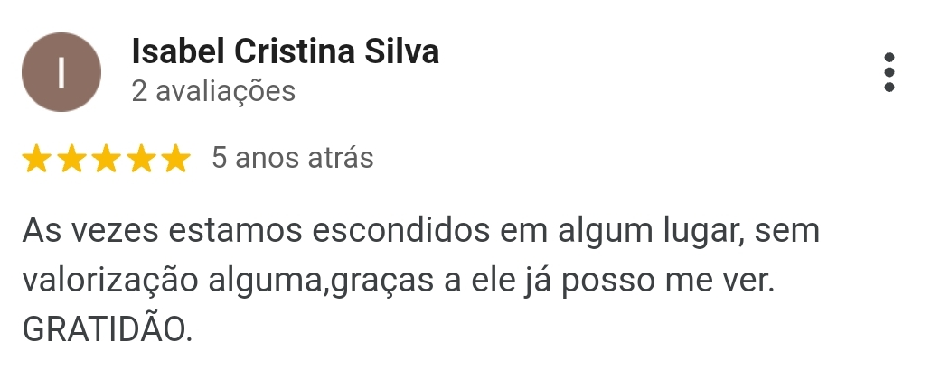 Avaliação no Google de Isabel Cristina Silva sobre o trabalho de Cesar David